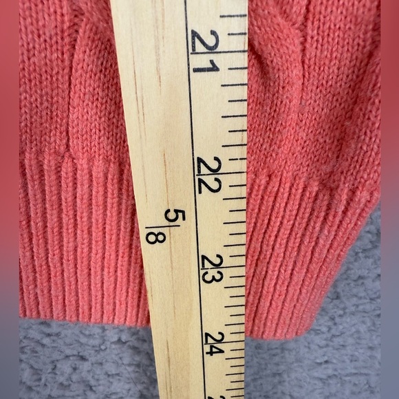 Talbots lambswool blend coral cable knit sweater size large preowned - Picture 5 of 10